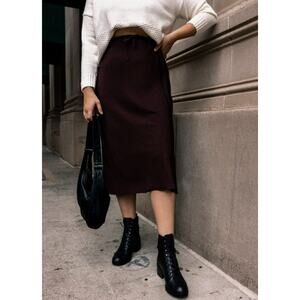Espresso Brown Pintuck Comfy
Soft Lounge Midi A-line Knit Skirt Max Studio NEW